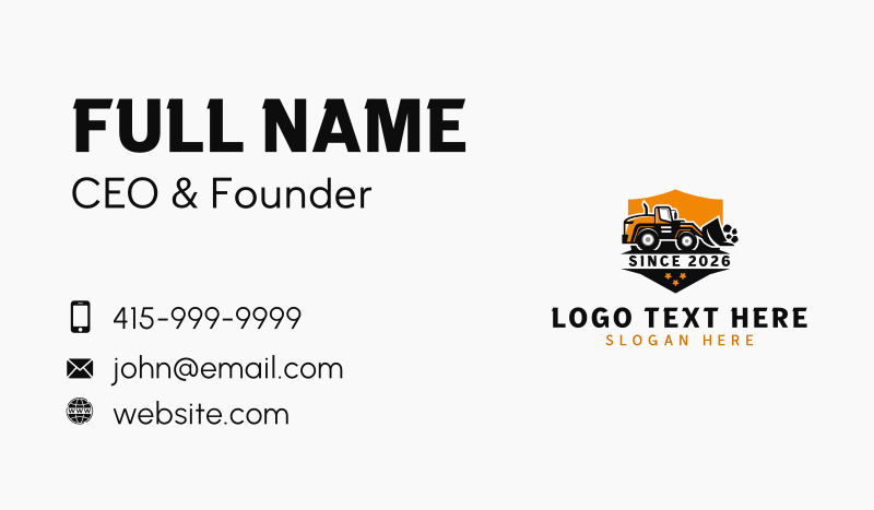 Backhoe Construction Business Card