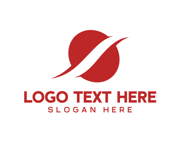 Modern Red Swoosh Oblong